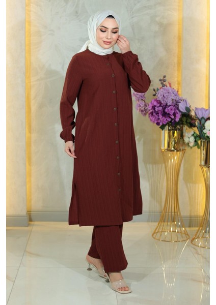 Missvalle Düğmeli Ikili Takım Kahverengi 19179 modelleri