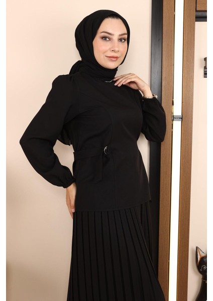 Missvalle Eteği Pileli Takım Siyah 19134 fiyatları