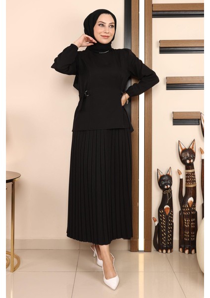 Missvalle Eteği Pileli Takım Siyah 19134 modelleri