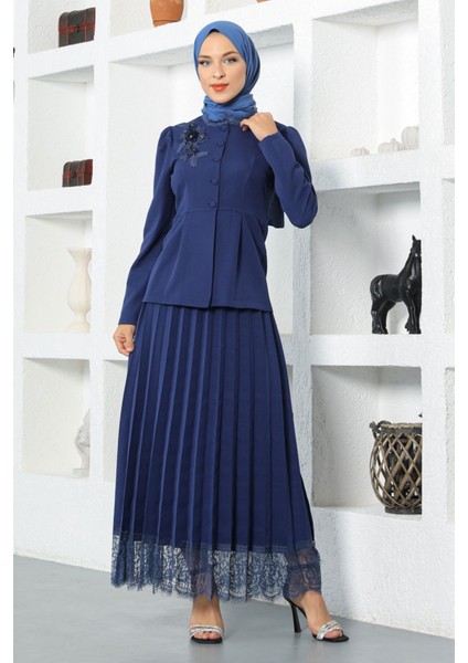 Missvalle Dantel Detaylı Etekli Takım Indigo 17100