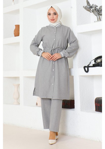 Missvalle Beli Bağcıklı Ribanalı Takım Gri 19212