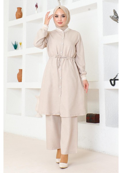 Missvalle Beli Bağcıklı Ribanalı Takım Bej 19212