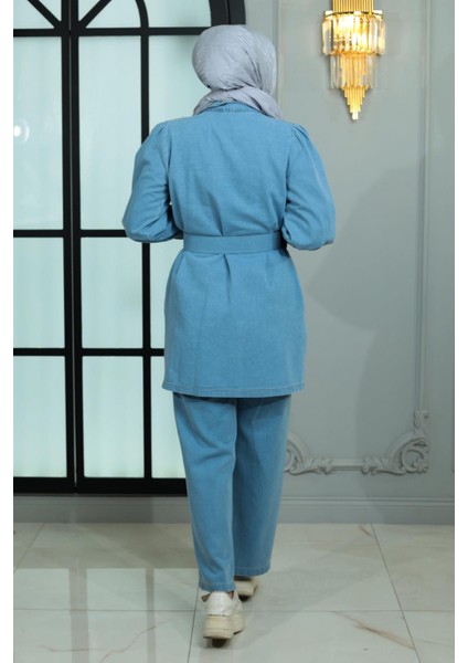 Missvalle Yakası ve Omuzu Taşlı Kot Takım Açık Mavi 19186 fırsatları