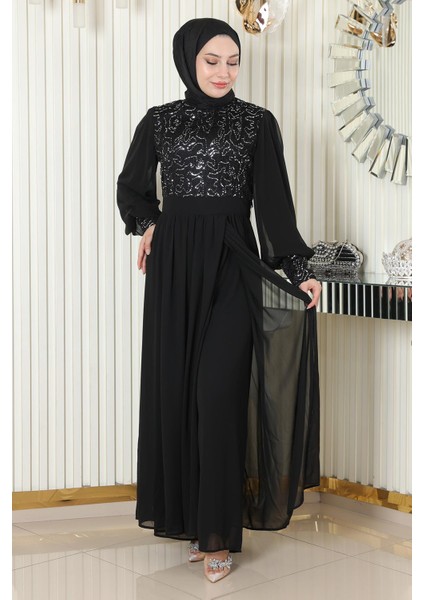 Missvalle Pulpayetli Şifon Takım Siyah 19190