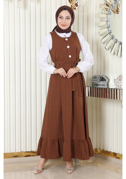 Missvalle Eteği Pileli Kemerli Jile Takım Taba 19221 modelleri