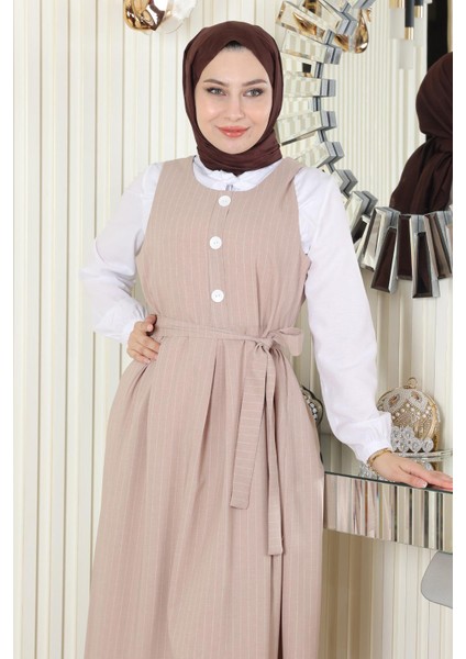 Missvalle Eteği Pileli Kemerli Jile Takım Bej 19221 fiyatları