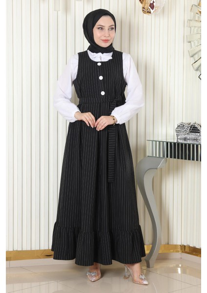 Missvalle Eteği Pileli Kemerli Jile Takım Siyah 19221 modelleri