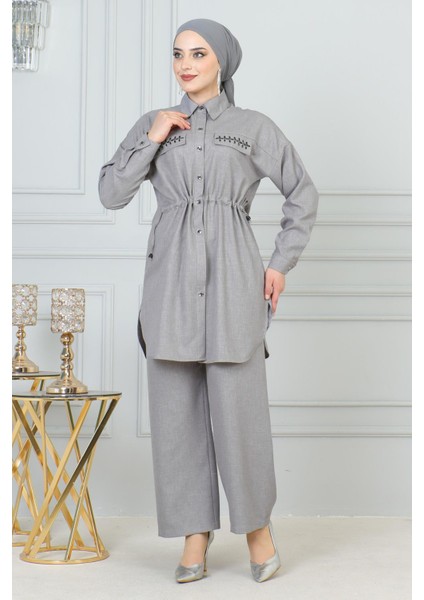 Missvalle Beli Bağcıklı Takım Gri 19220