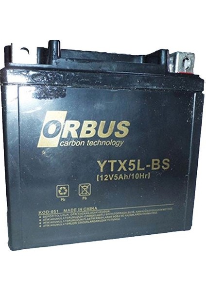 Motosiklet Aküsü 12 Volt 5 Amper Yeni Tarihli Taze Akü 114X70X106MM 1.8 kg