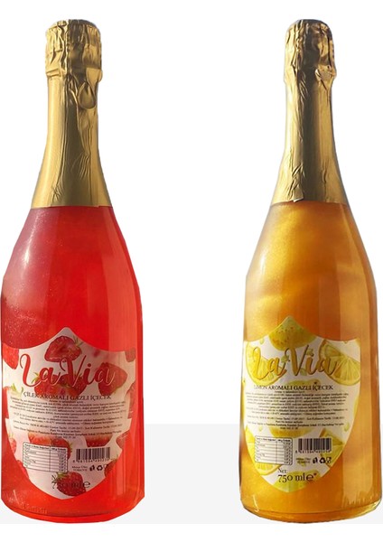 Alkolsüz Şampanya Çilek & Limon Aromalı Simli 2x750 ml