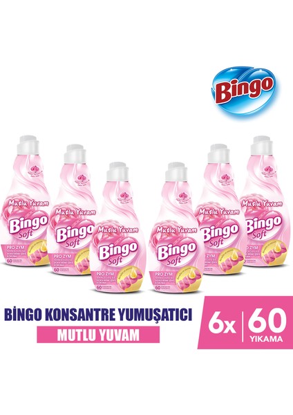 Bingo Soft Konsantre Çamaşır Yumuşatıcısı Mutlu Yuvam 1440 ml X 6 Adet