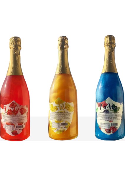 Alkolsüz Şampanya Çilek & Limon & Tropikal Aromalı Simli 3x750 ml