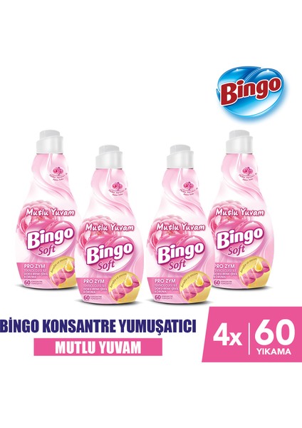 Bingo Soft Konsantre Çamaşır Yumuşatıcısı Mutlu Yuvam 1440 ml X 4 Adet