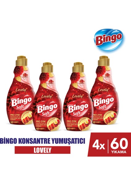 Bingo Soft Konsantre Çamaşır Yumuşatıcısı Lovely 1440 ml X 4 Adet