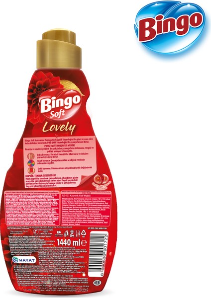 Bingo Soft Konsantre Çamaşır Yumuşatıcısı Lovely 1440 ml X 4 Adet