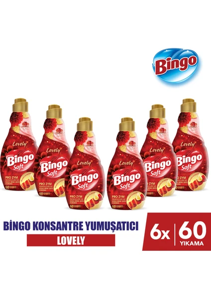 Bingo Soft Konsantre Çamaşır Yumuşatıcısı Lovely 1440 ml X 6 Adet