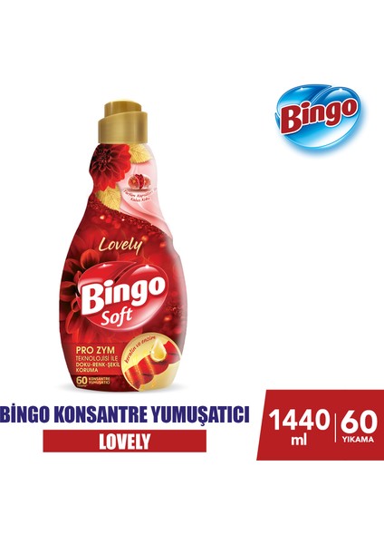 Bingo Soft Konsantre Çamaşır Yumuşatıcısı Lovely 1440 ml X 6 Adet