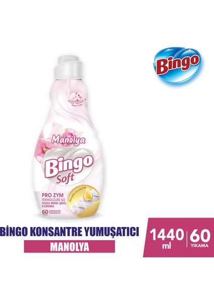 Bingo Soft Konsantre Çamaşır Yumuşatıcısı Manolya 1440 ml X 4 Adet