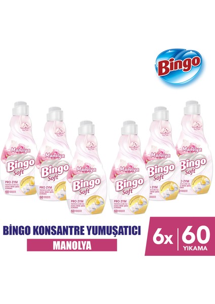 Bingo Soft Konsantre Çamaşır Yumuşatıcısı Manolya 1440 ml X 6 Adet