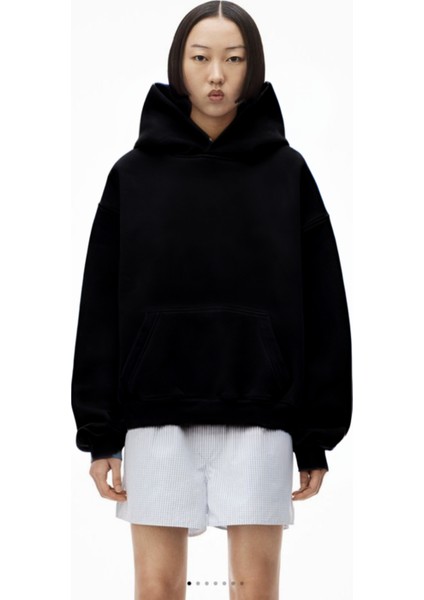 Kadın Basic Esnek Rahat Bol Oversize Kesim 3 Iplik Şardonlu Içi Pamuklu Okul Sweatshirt