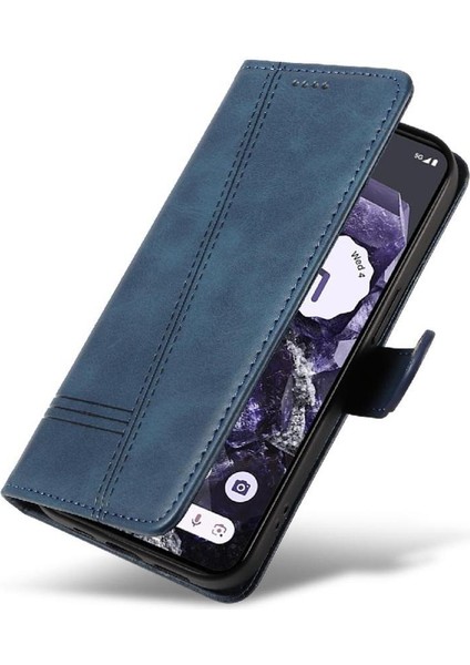 Kredi Kartı Yuvası Preslenmiş Pu Deri Çanta ile Google Pixel 8 Için Filp Durumda (Yurt Dışından)