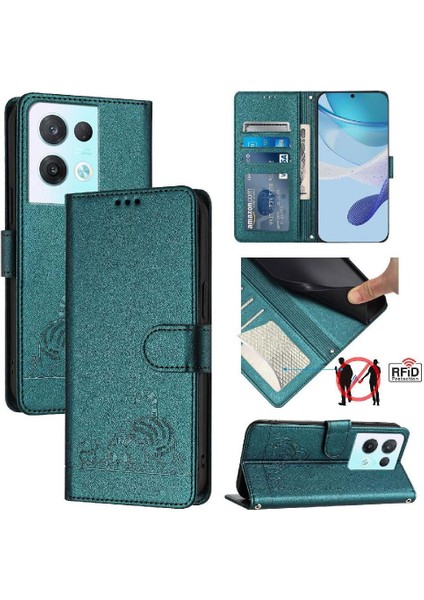 Oppo Oppo 8 Pro 5g Için Kılıf Cüzdan Kapak Çevirin Kedi Rfıd Kart Yuvası Tutucu (Yurt Dışından)