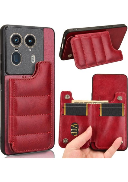 Motorola Kenar 50 Ultra Kickstand Cüzdan Kılıf Için Cüzdan Kılıf Kart Yuvası Pu (Yurt Dışından)