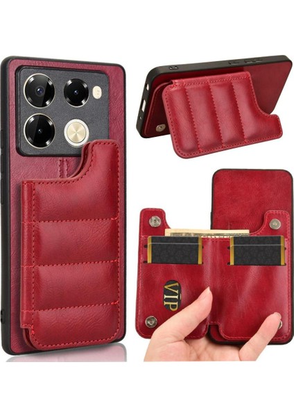 Infinix Not 40 Pro Cüzdan Kılıf Için Cüzdan Kılıf Kickstand Vegan Pu Deri (Yurt Dışından)