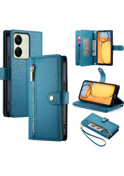 Xiaomi Poco M6 Için Flip Case Standı Cüzdan Çok Fonksiyonlu Crossbody Kayış (Yurt Dışından)
