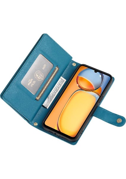 Xiaomi Poco M6 Için Flip Case Standı Cüzdan Çok Fonksiyonlu Crossbody Kayış (Yurt Dışından)