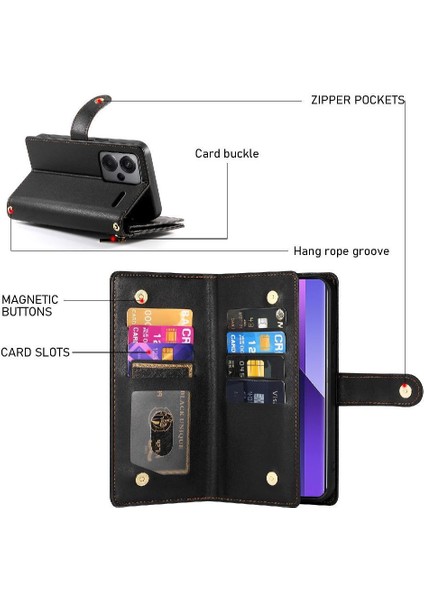 Xiaomi Redmi Not Için Flip Case 13 Pro Artı Standı Cüzdan Çok Fonksiyonlu (Yurt Dışından)
