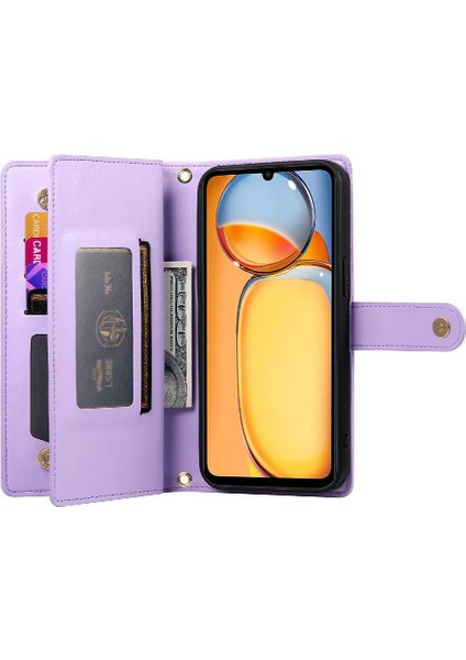Xiaomi Poco M6 Için Flip Case Standı Cüzdan Çok Fonksiyonlu Crossbody Kayış (Yurt Dışından)