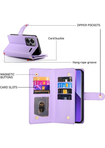 Xiaomi Redmi Not Için Flip Case 13 Pro Artı Standı Cüzdan Çok Fonksiyonlu (Yurt Dışından)