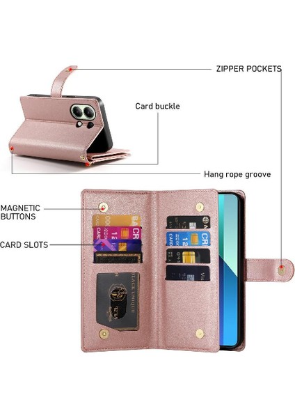 Xiaomi Redmi Not 13 Için Flip Case 4g Çok Fonksiyonlu Iş Cüzdan (Yurt Dışından)