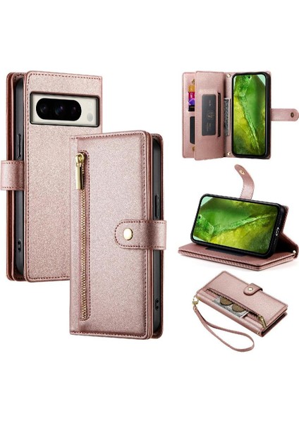Google Piksel 8A Için Flip Case Crossbody Kayış Cüzdan Çok Fonksiyonlu (Yurt Dışından)