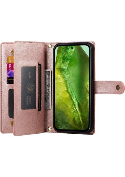 Google Piksel 8A Için Flip Case Crossbody Kayış Cüzdan Çok Fonksiyonlu (Yurt Dışından)