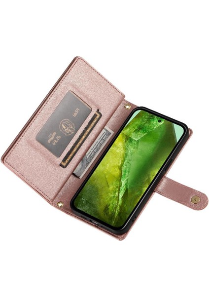 Google Piksel 8A Için Flip Case Crossbody Kayış Cüzdan Çok Fonksiyonlu (Yurt Dışından)