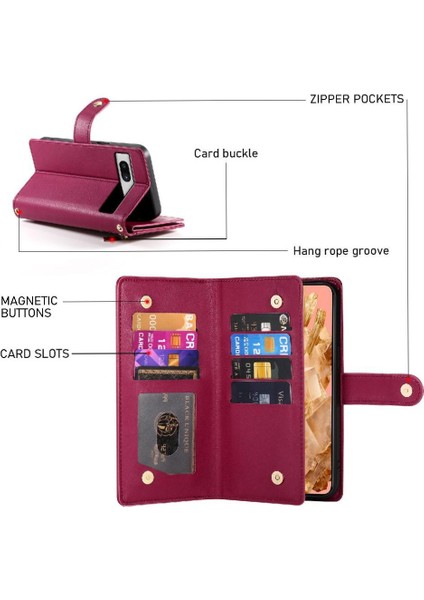 Google Piksel 8 Crossbody Kayış Standı Cüzdan Iş Için Flip Case (Yurt Dışından)