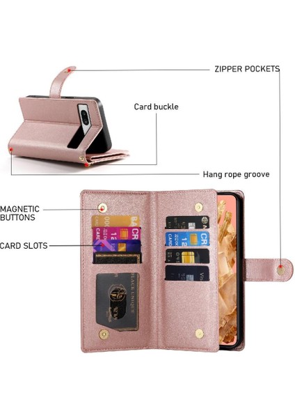 Google Piksel 8 Crossbody Kayış Standı Cüzdan Iş Için Flip Case (Yurt Dışından)