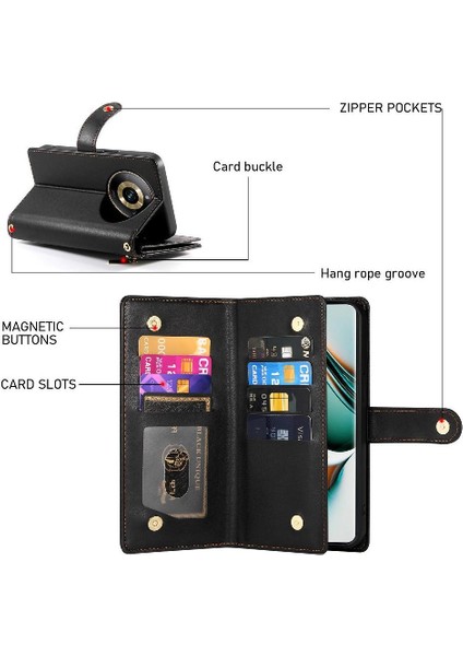 Realme 11 Pro Için Flip Case Crossbody Kayış Standı Çok Fonksiyonlu Cüzdan (Yurt Dışından)