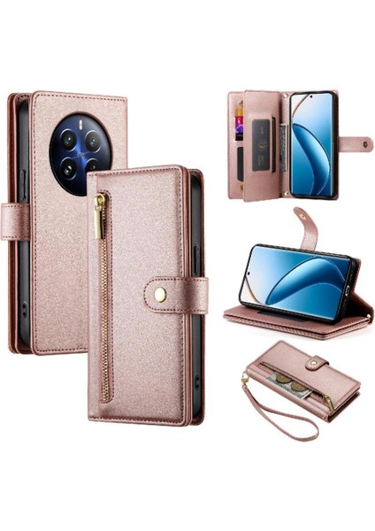 Realme 12 Pro Artı Iş Cüzdan Standı Için Flip Case Crossbody Kayış (Yurt Dışından)