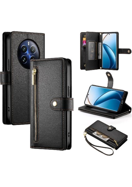 Realme 12 Pro Artı Iş Cüzdan Standı Için Flip Case Crossbody Kayış (Yurt Dışından)