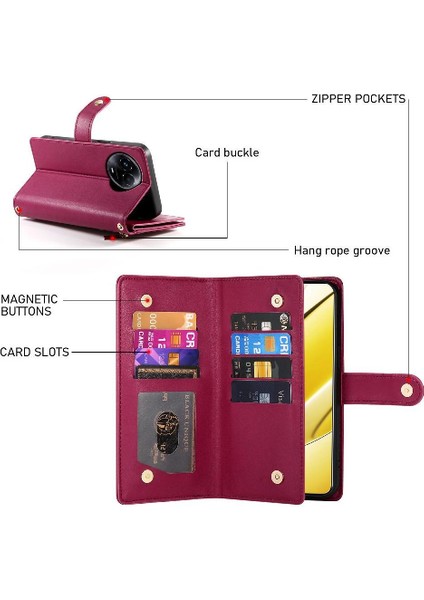 Realme 11 5g Cüzdan Çok Fonksiyonlu Standı Iş Kayışı Için Flip Case (Yurt Dışından) modelleri