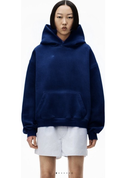 Kadın Basic Esnek Rahat Bol Oversize Kesim 3 Iplik Şardonlu Içi Pamuklu Okul Sweatshirt