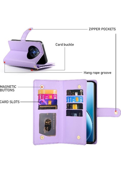 Realme 12 Pro Artı Iş Cüzdan Standı Için Flip Case Crossbody Kayış (Yurt Dışından)