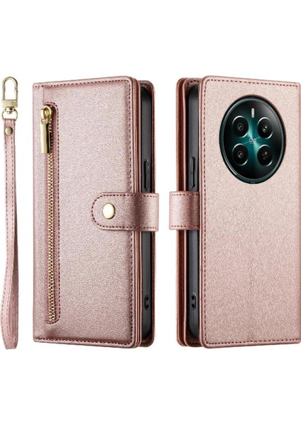 Realme 12 Artı Crossbody Kayış Standı Çok Fonksiyonlu Cüzdan Için Flip Case (Yurt Dışından)
