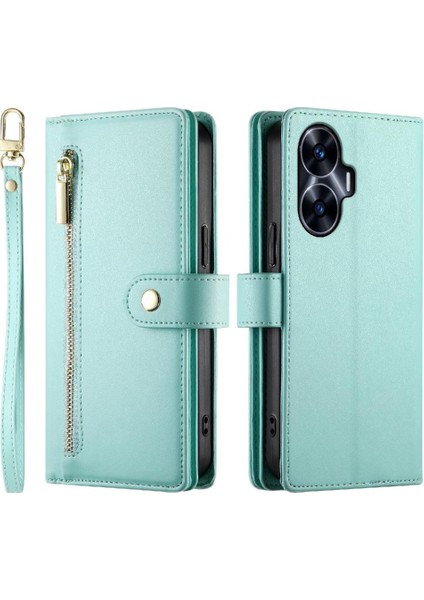 Realme C55 Crossbody Kayış Iş Çok Fonksiyonlu Cüzdan Için Flip Case (Yurt Dışından)