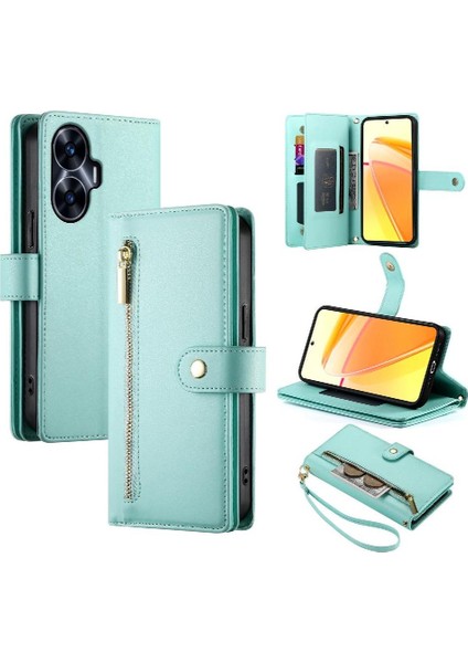 Realme C55 Crossbody Kayış Iş Çok Fonksiyonlu Cüzdan Için Flip Case (Yurt Dışından)