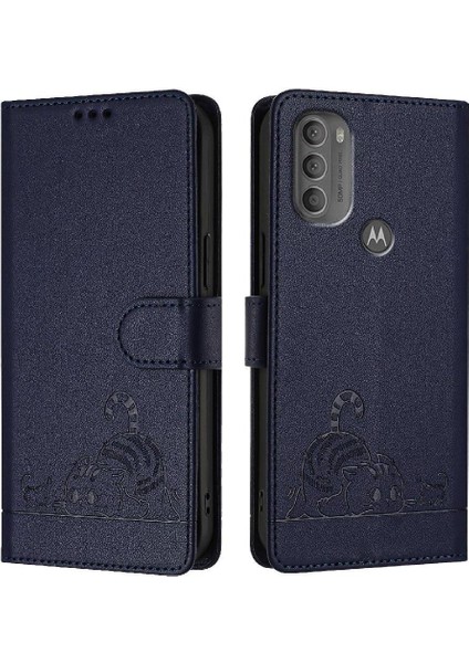 SZY Mall Motorola Moto G71 Kedi Rfıd Kart Yuvası Tutucu Için Kılıf Kickstand Cüzdan Flip (Yurt Dışından)