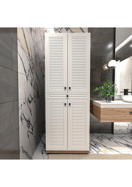 Yıldız Elegance Panjur Kapaklı Kurutma ve Çamaşır Makınesı Dolabı Luxe Ahşap